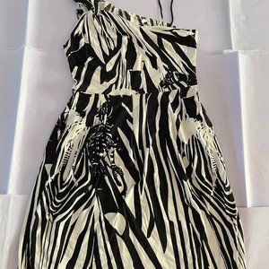 Iisli Zebra Print Dress Black & White Sundress Soft & Comfy Modal, size Small